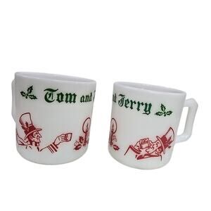 Vintage 1960s–1970s Tom and Jerry Milk Glass Mugs – Set of 2